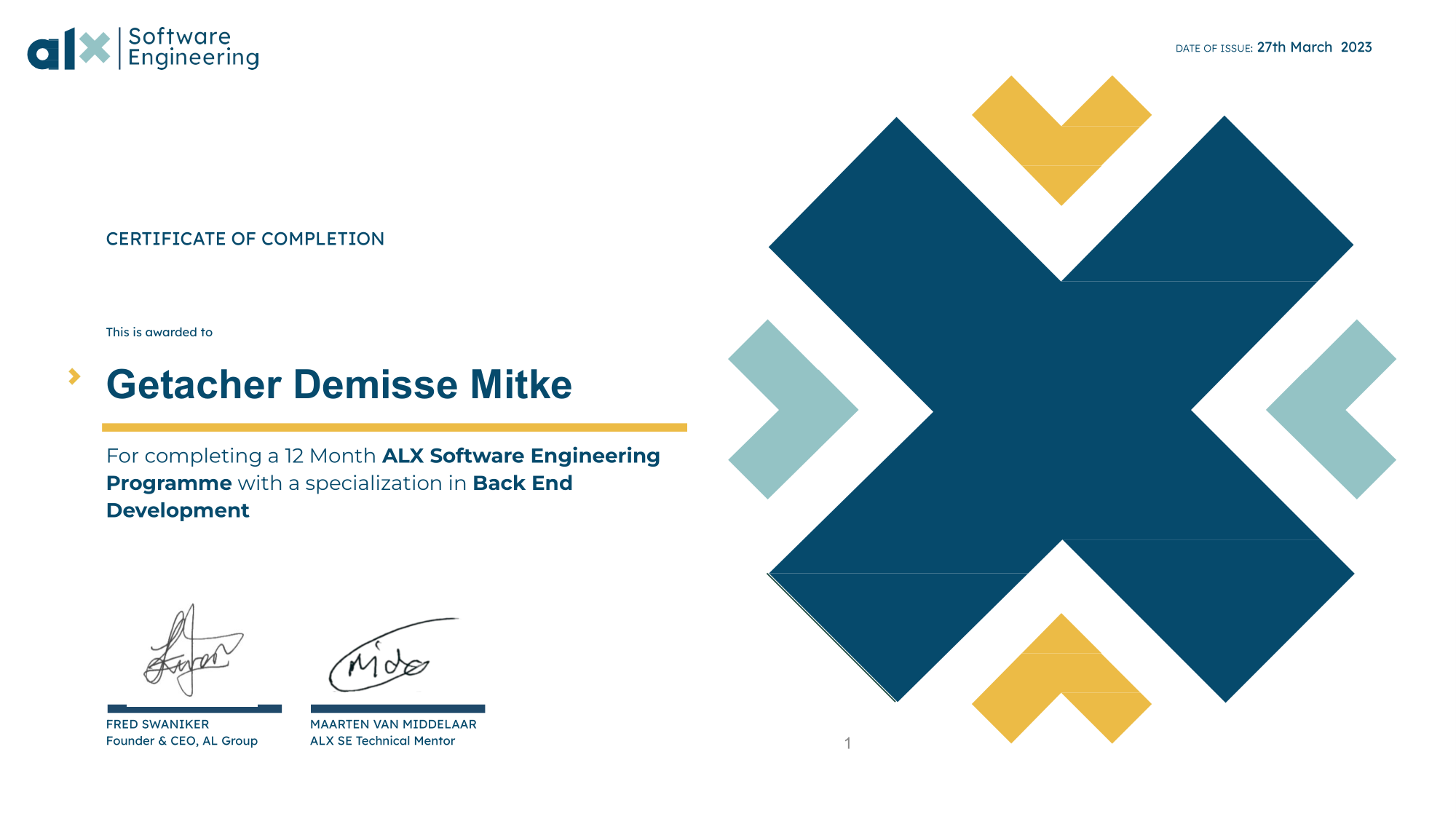 ALX certificate