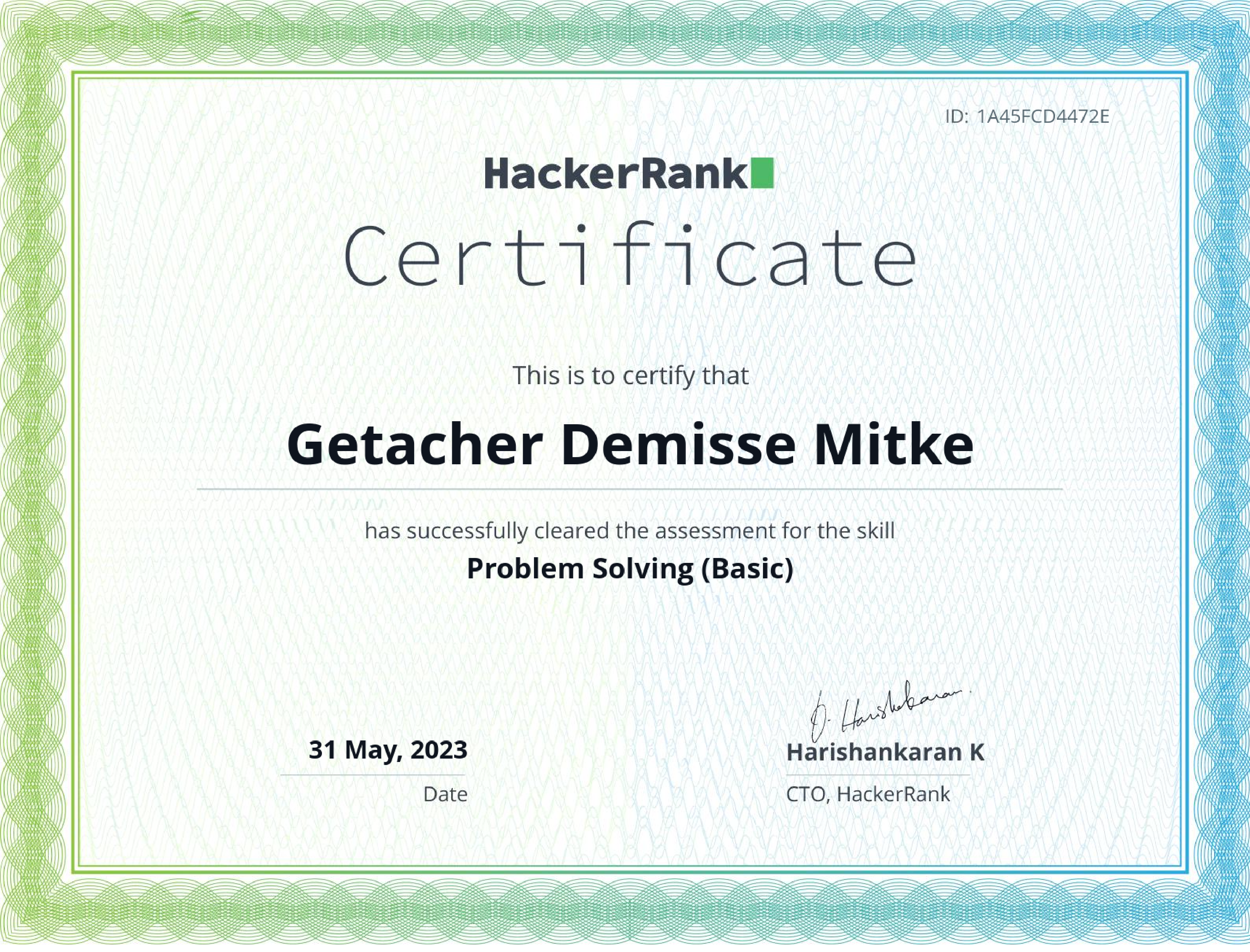 Problem solving basics certificate