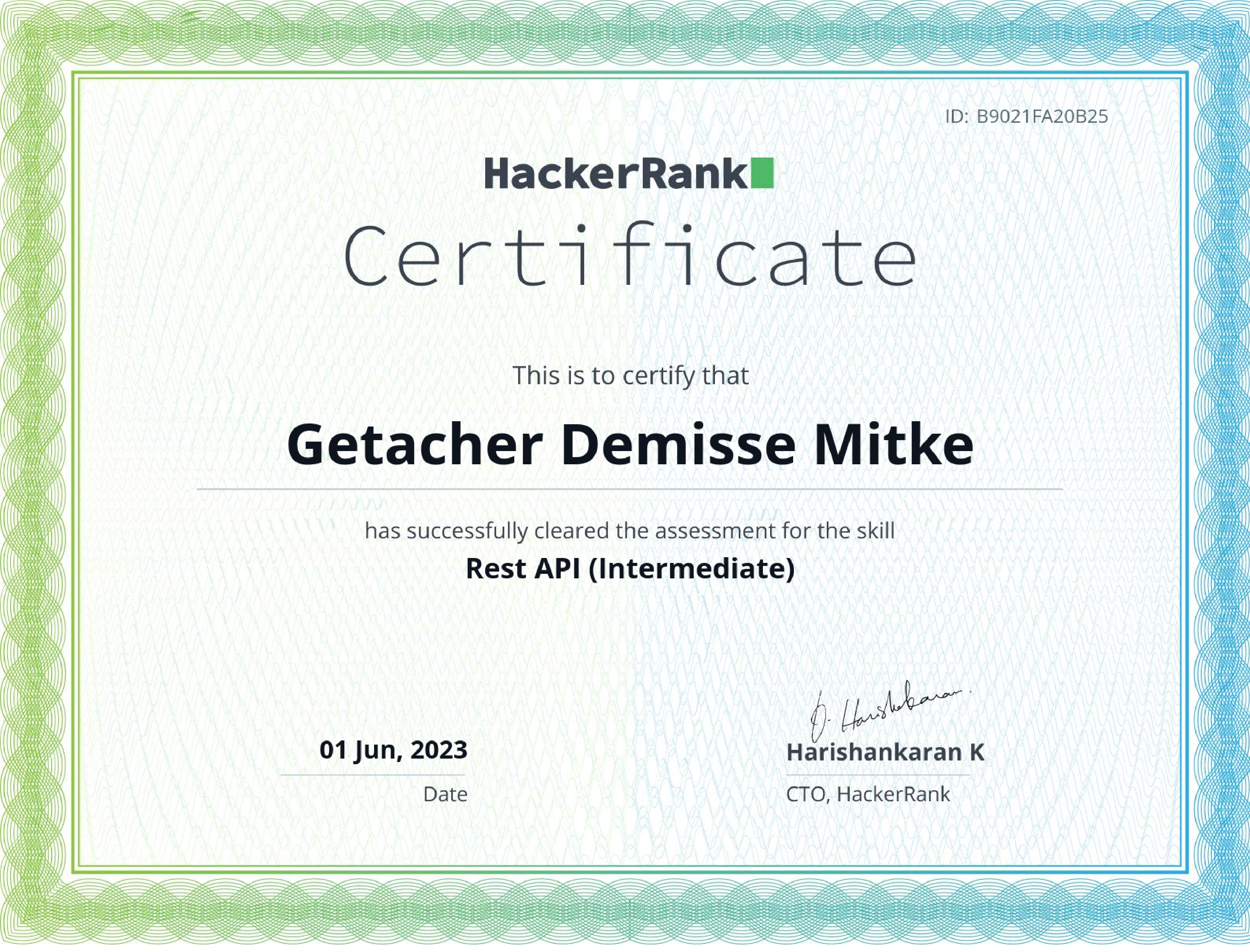 REST API intermediate certificate